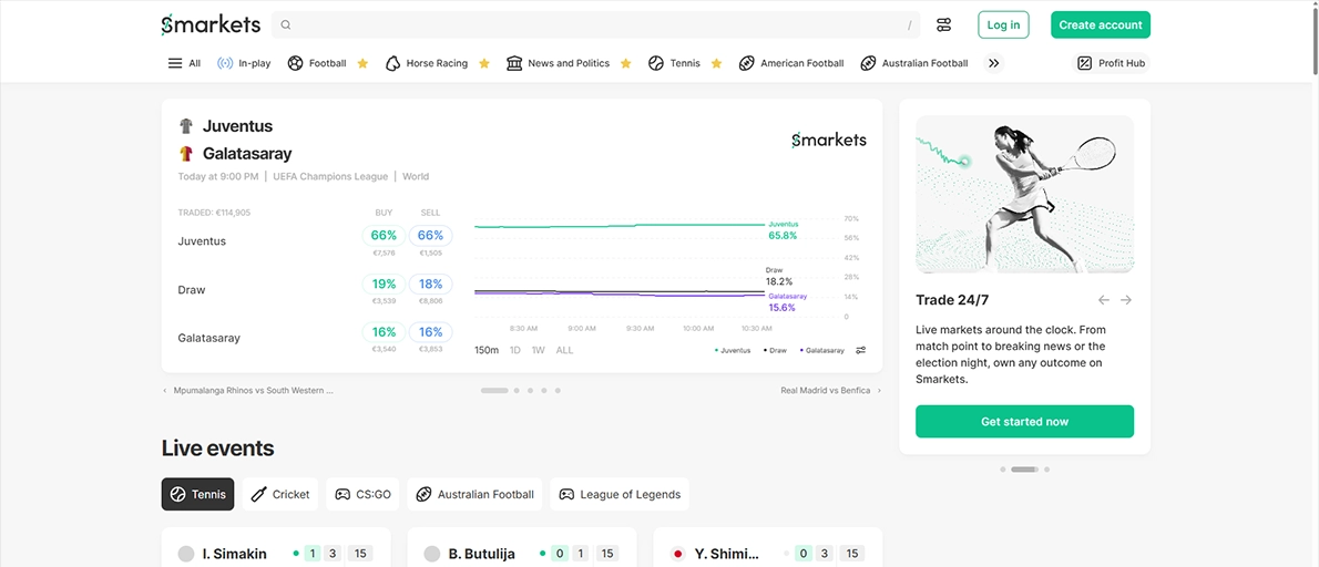 smarkets platform screenshot